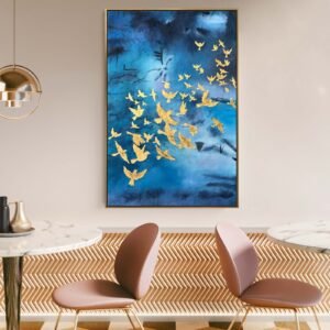 Udaan - Gold Leaf Anbstact Bird Painting MODERN ART