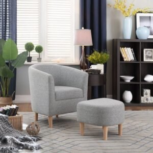 Emma Lounge Chair with Ottoman in Grey Color