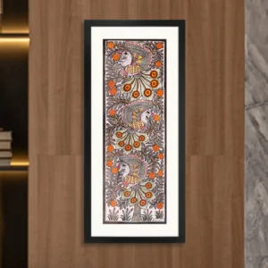 Peacocks In Multicoloured Madhubani Strokes