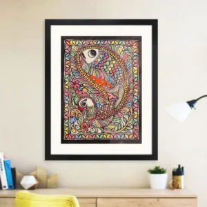 Madhubani Painting Fish & Peacock